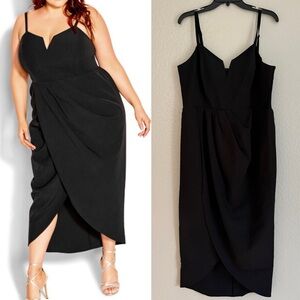 City Chic Plus Size Sassy Flex Fit Tulip Midi Dress black